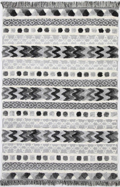 Mono Tribal Carved Cream Anthracite - ADORE RUGS and FLOORING